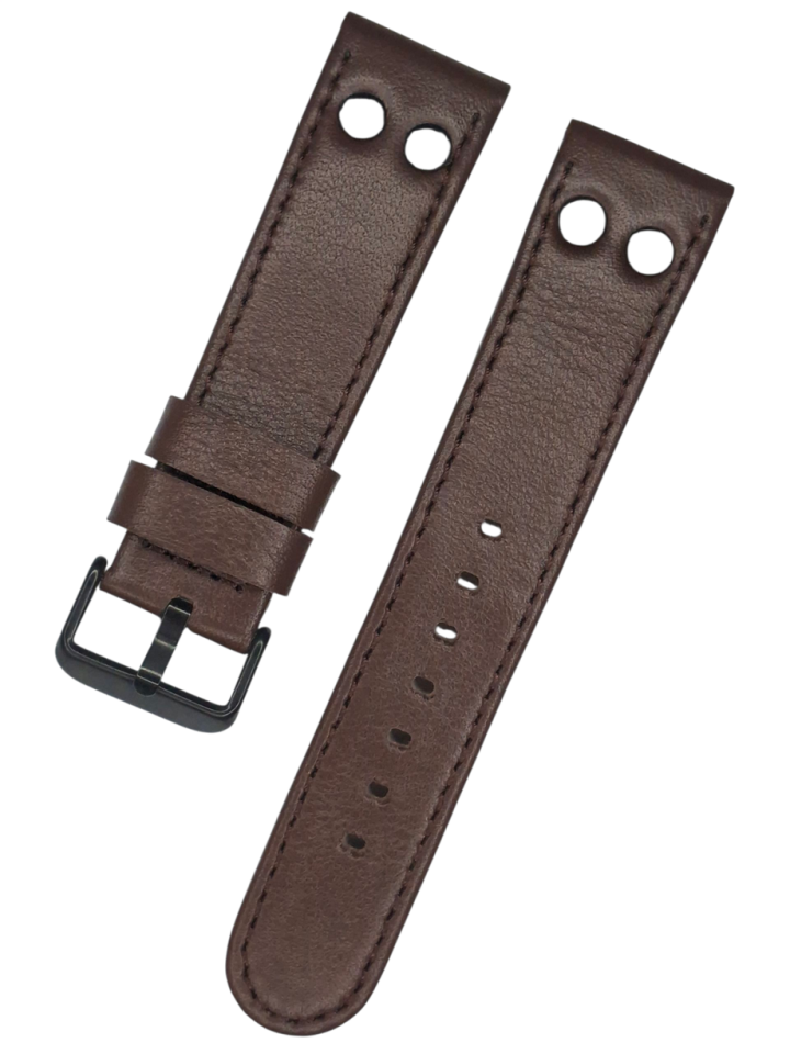 Tw steel 22mm Beyaz Metalli Kahverenk Deri Saat Kordonu