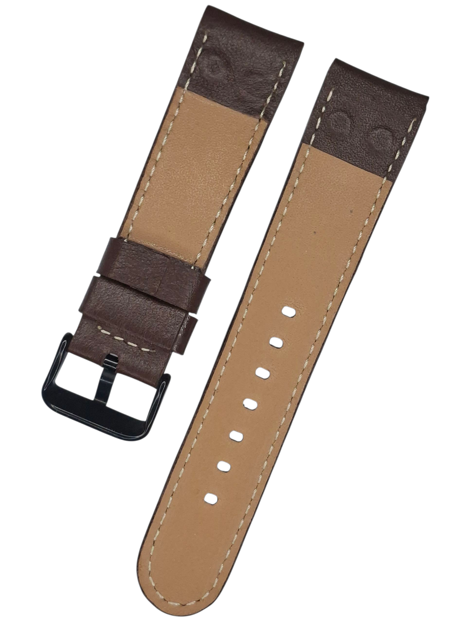 Tw steel 22mm Siyah Metalli Kahverenk Deri Saat Kordonu