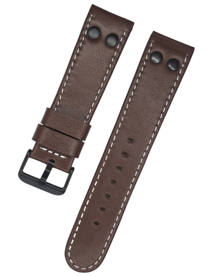 Tw steel 22mm Siyah Metalli Kahverenk Deri Saat Kordonu