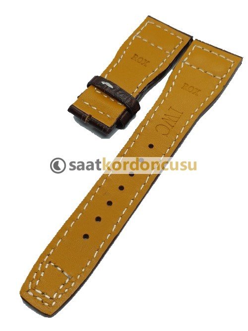 IWC 22mm Kahverenk Timsah Desenli Deri Saat Kordonu