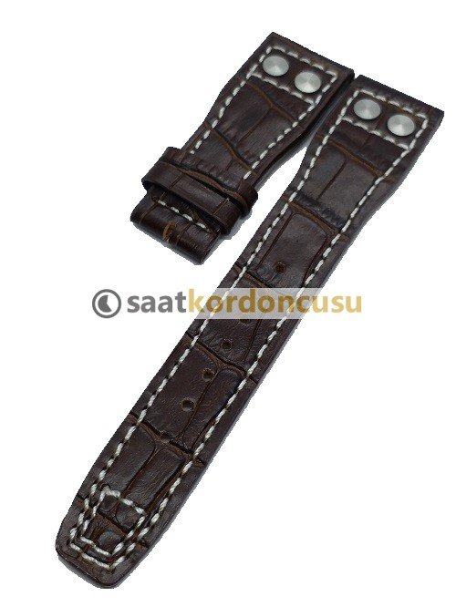 IWC 22mm Kahverenk Timsah Desenli Deri Saat Kordonu