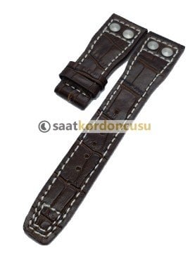 IWC 22mm Kahverenk Timsah Desenli Deri Saat Kordonu