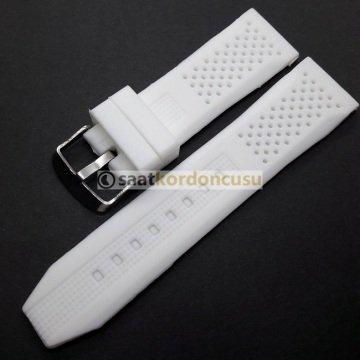Delik Desenli Silikon Saat Kordonu 20 MM - BEYAZ