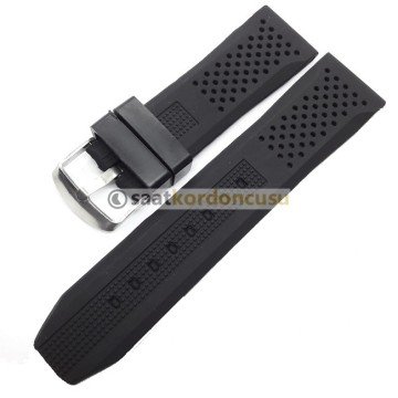 Delik Desenli Silikon Saat Kordonu 22 MM - SİYAH