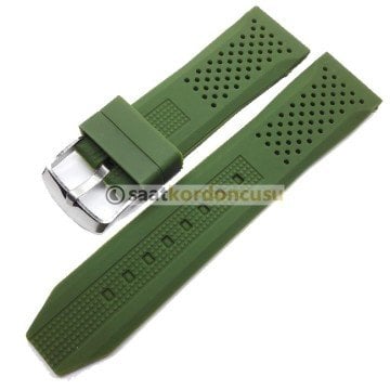 Delik Desenli Silikon Saat Kordonu 22 MM - YEŞİL