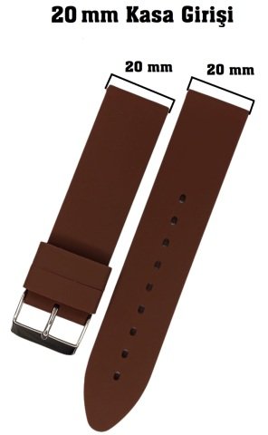 Düz Desensiz Renkli Silikon Kordon 20 MM - KAHVE