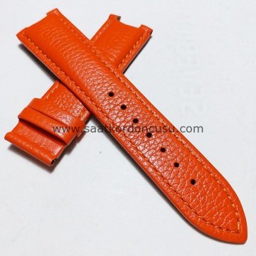 Versace Uyumlu 22mm Deri Saat Kordonu TURUNCU