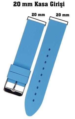 Düz Desensiz Renkli Silikon Kordon 20 MM - MAVİ