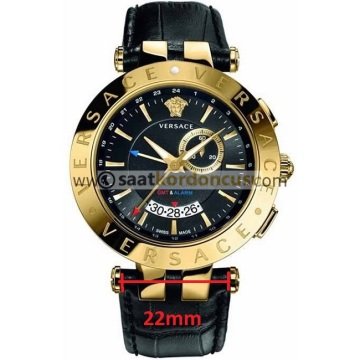 VERSACE Deri Saat Kayış Kordonu 22 MM - SİYAH