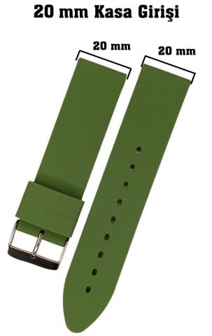 Düz Desensiz Renkli Silikon Kordon 20 MM - YEŞİL