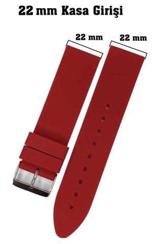 Düz Desensiz Renkli Silikon Kordon 22 MM - BORDO