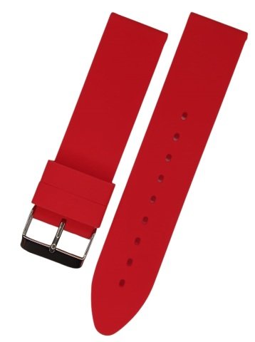 Düz Desensiz Renkli Silikon Kordon 22 MM - KIRMIZI