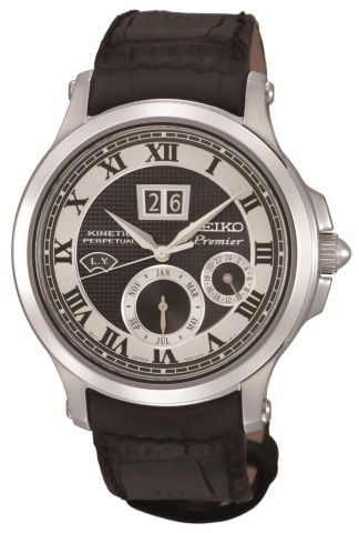 Seiko Premier snp049p 20mm El Yapımı Siyah Deri Kordon