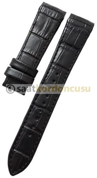 Seiko Premier snp049p 20mm El Yapımı Siyah Deri Kordon