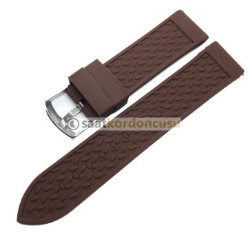 E.A.Desenli 22mm Silikon Saat Kordonu KAHVE