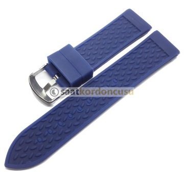 E.A.Desenli 22mm Silikon Saat Kordonu LACİVERT