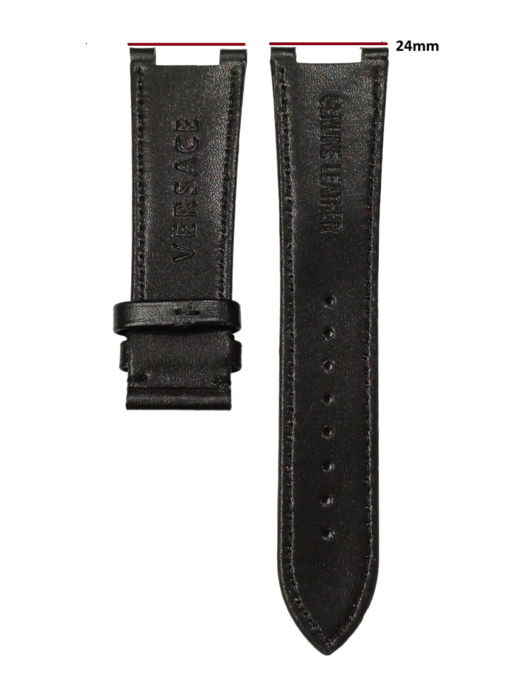 Versace 24mm Siyah Deri Saat Kordonu