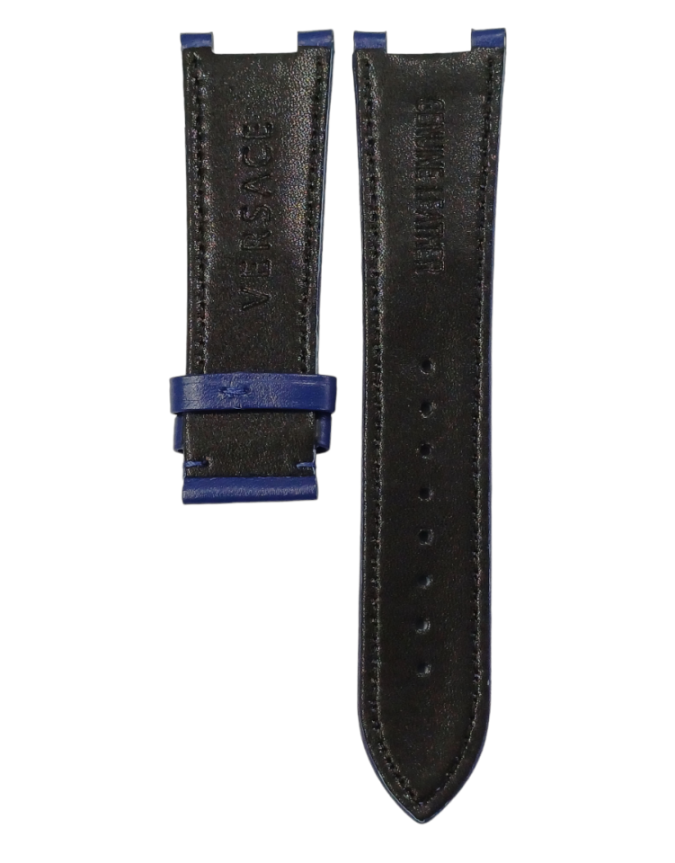 Versace 24mm Lacivert Deri Saat Kordonu