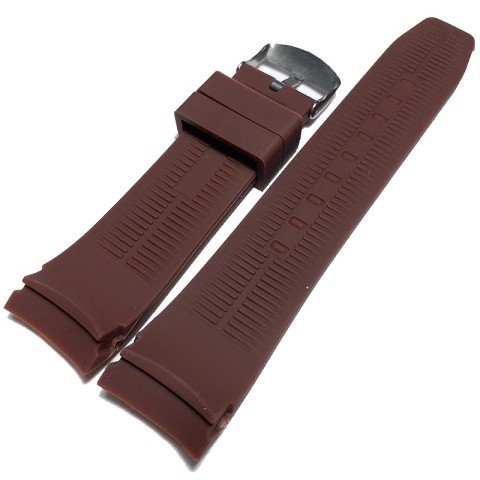 Kavisli 22mm Silikon Saat Kordonu KAHVE