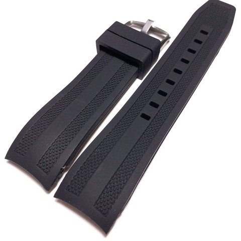 Kavisli 22mm Silikon Saat Kordonu SİYAH