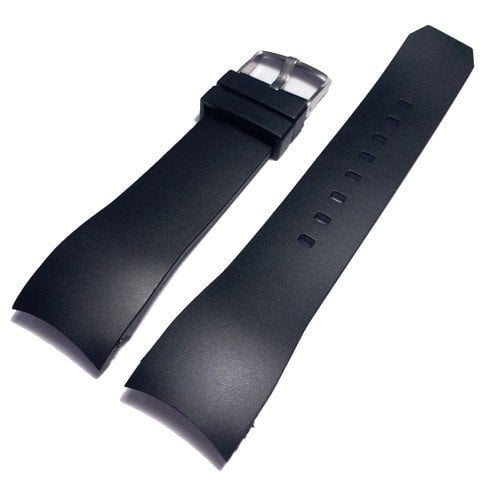 Kavisli 22mm Siyah Silikon Saat Kordonu