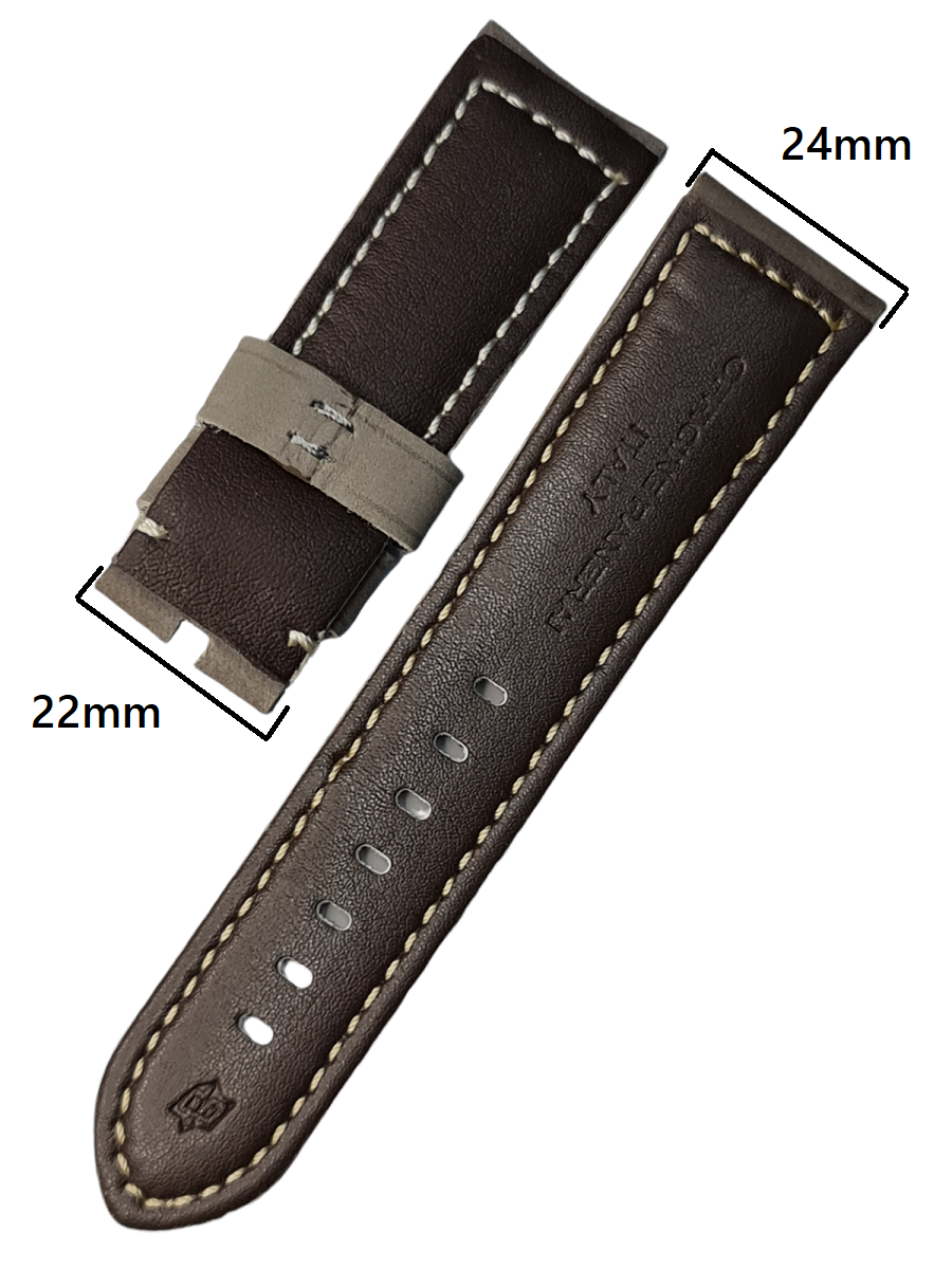 Panerai 24mm Gri Renk Deri Saat Kordonu