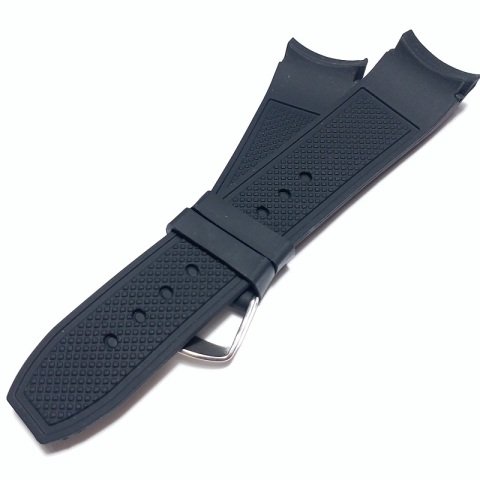 Kavisli 22mm Kahverenk Silikon Saat Kordonu SİYAH