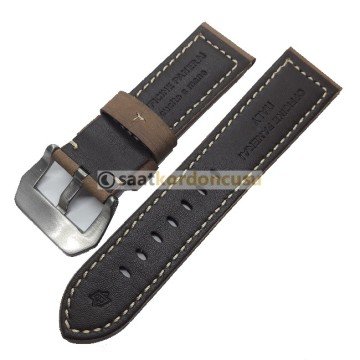 PANERAİ Uyumlu 24mm Açıkkahve Deri Saat Kordonu