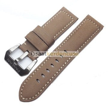 PANERAİ Uyumlu 24mm Açıkkahve Deri Saat Kordonu
