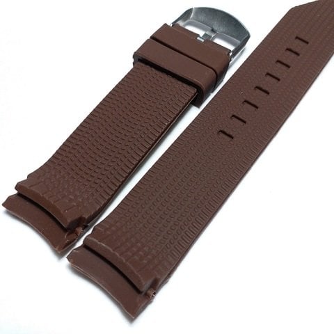 Kavisli 22mm Lacivert Silikon Saat Kordonu KAHVE