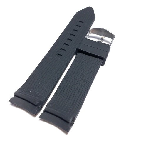 Kavisli 22mm Lacivert Silikon Saat Kordonu SİYAH
