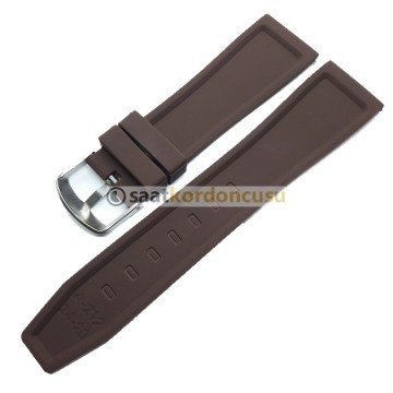 Çizgi Desenli 24mm Silikon Saat Kordonu KAHVE