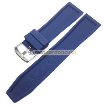 Çizgi Desenli 24mm Silikon Saat Kordonu LACİVERT