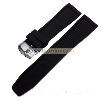 Çizgi Desenli 24mm Silikon Saat Kordonu SİYAH