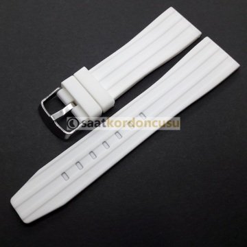 Çizgi Desenli 24mm Silikon Saat Kordonu TURUNCU