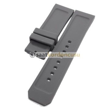 Burberry Uyumlu 24mm Gri Silikon Saat Kordon