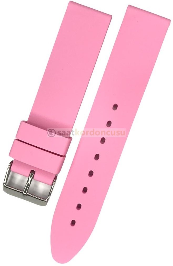 Düz Desensiz Renkli Silikon Kordon 22 MM - PEMBE