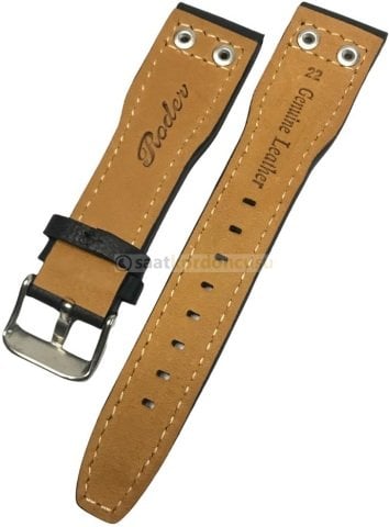 IWC 22mm Siyah Kırçıl Desenli Deri Saat Kordonu