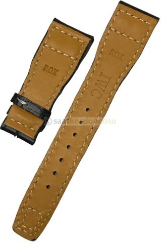 IWC 22mm Siyah Timsah Desenli Sarı Dikişli Deri Saat Kordonu
