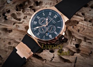 Ulysse Nardin Marine Uyumlu 25mm Siyah Silikon Saat Kordonu