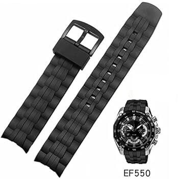 Casio Edifice EF550 Uyumlu Siyah Silikon Saat Kordonu