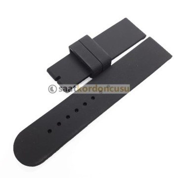 SİLİKON Saat Kordonu Desenli Model Dört Renk Seçenekli 22 MM - SİYAH