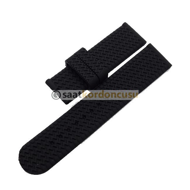 SİLİKON Saat Kordonu Desenli Model Dört Renk Seçenekli 22 MM - SİYAH