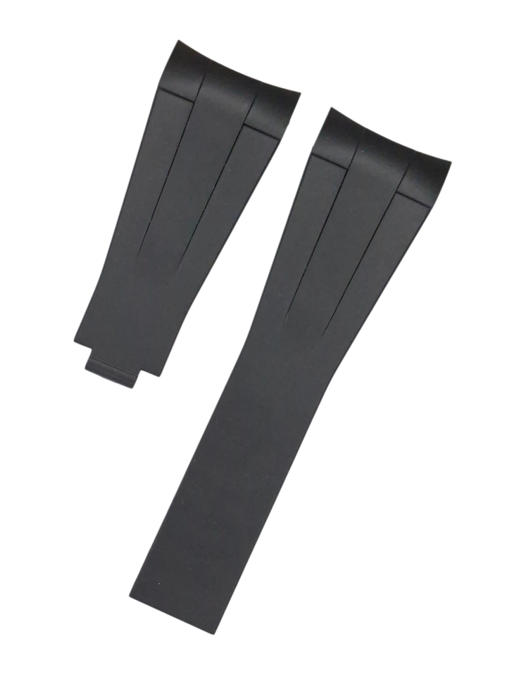 Rolex 21mm Kavisli Siyah Renk Silikon Saat Kordonu