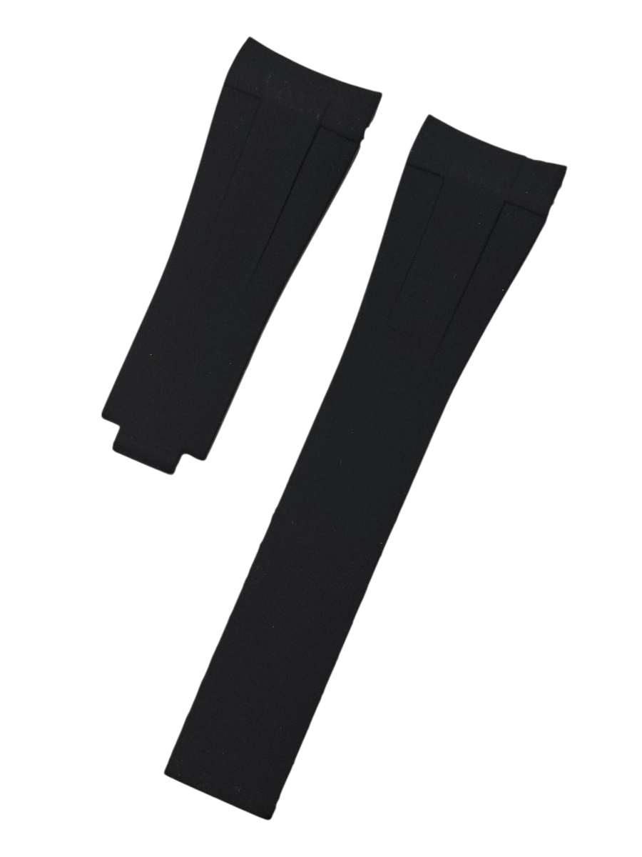 Rolex 21mm Kavisli Siyah Renk Silikon Saat Kordonu