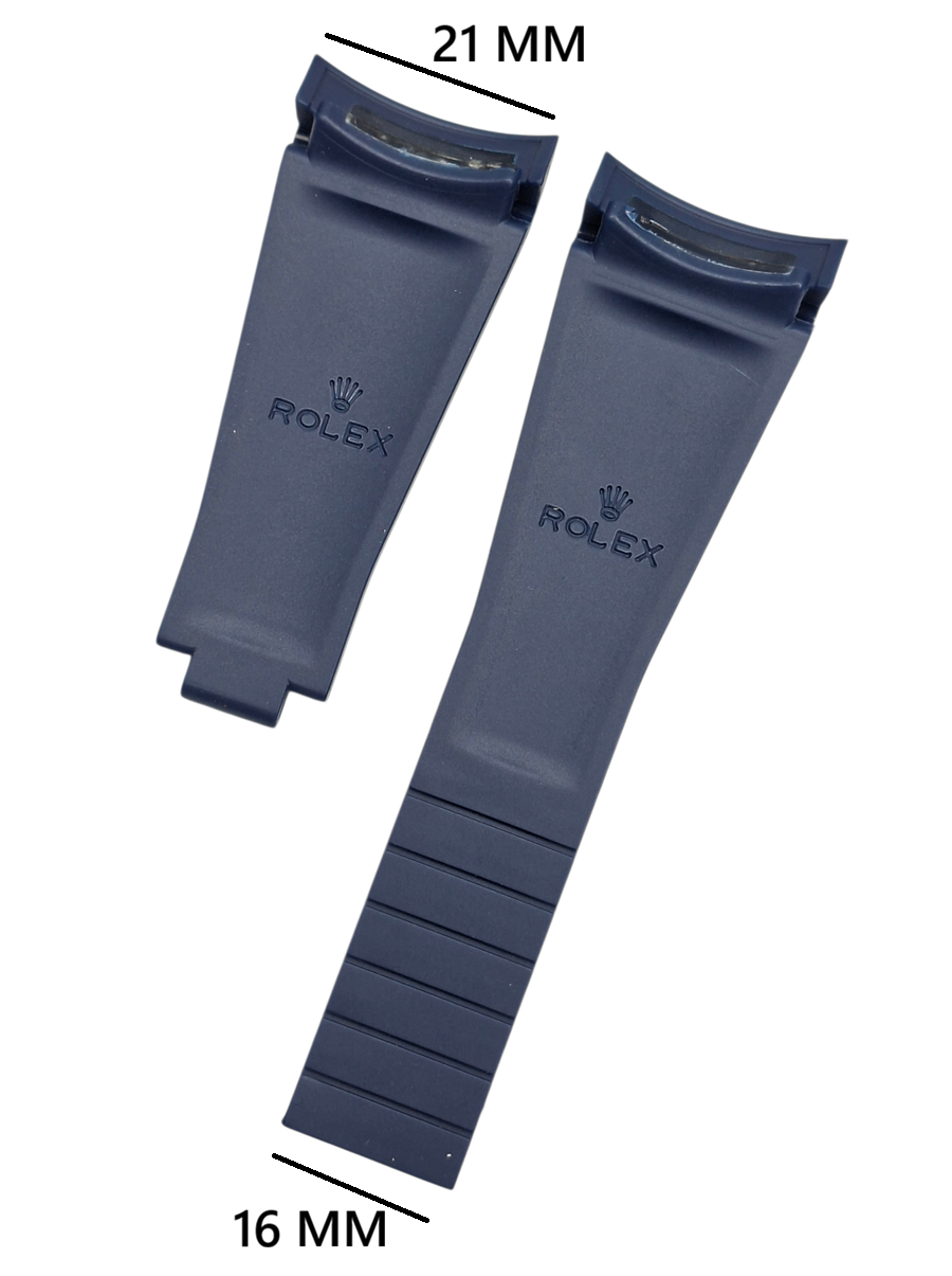 Rolex 21mm Kavisli Lacivert Renk Silikon Saat Kordonu