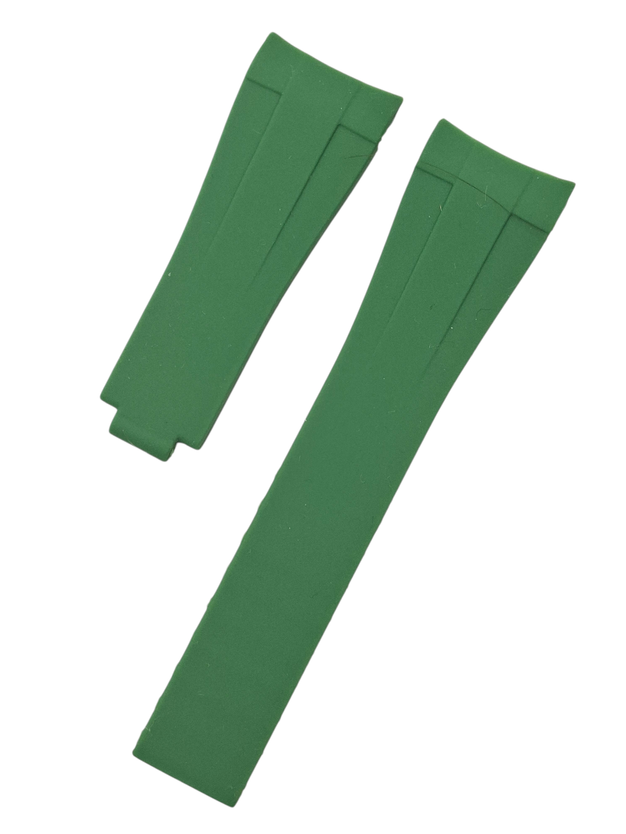 Rolex 21mm Kavisli Yeşil Renk Silikon Saat Kordonu