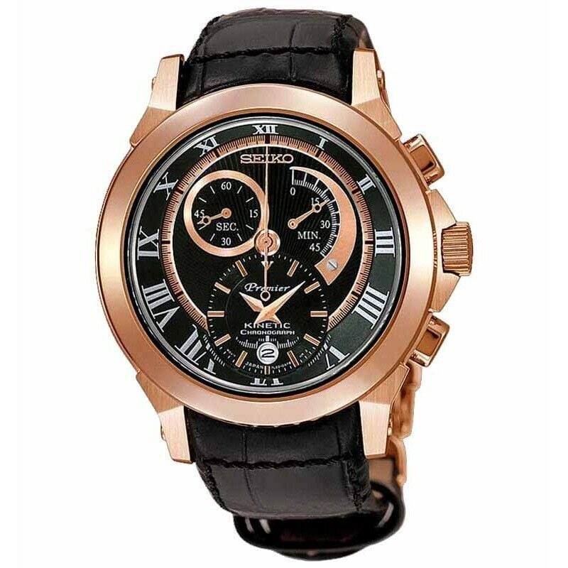 Seiko Premier SNL044 Uyumlu Siyah Deri Saat Kordonu