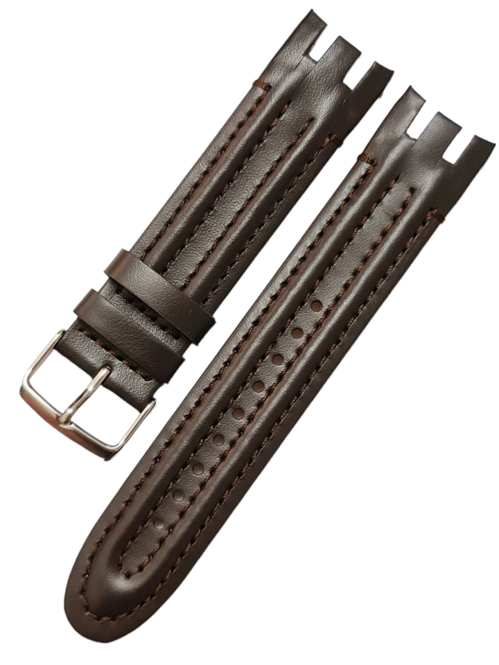Swatch Yrs403 Modeli 22mm Düz Kahverenk Deri Saat Kordonu