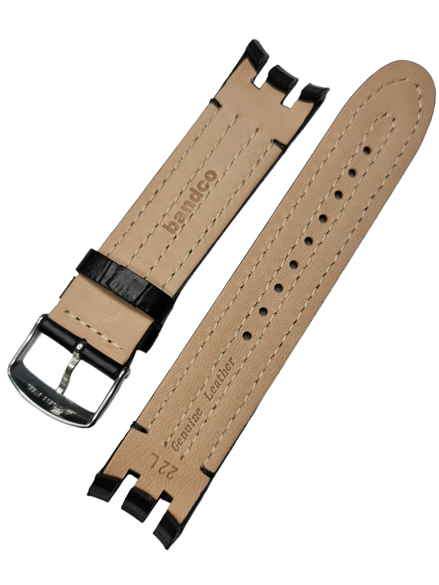 Swatch Yrs403 Modeli 22mm Düz Kahverenk Deri Saat Kordonu